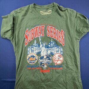 MLB Mitchell & Ness 2000 World Series Shirt Green Medium Subway Yankees Mets